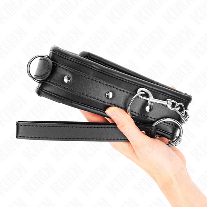 KINK - Zware halsband met riem 65 CM, model 1, verstelbaar 36.5-50 CM