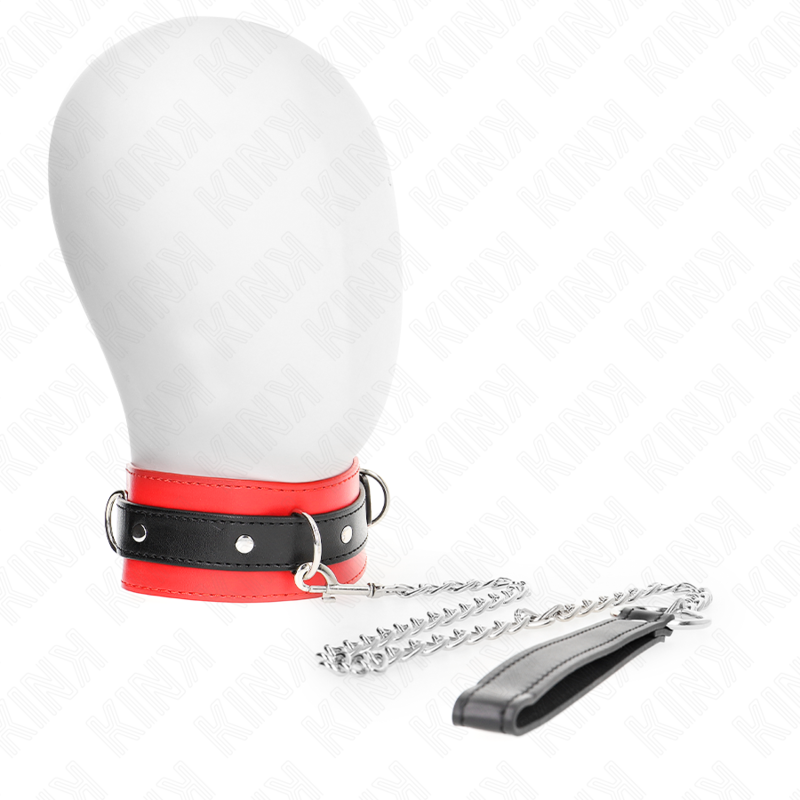 KINK - Halsband met riem 65 cm met rode band 54 x 4,5 cm