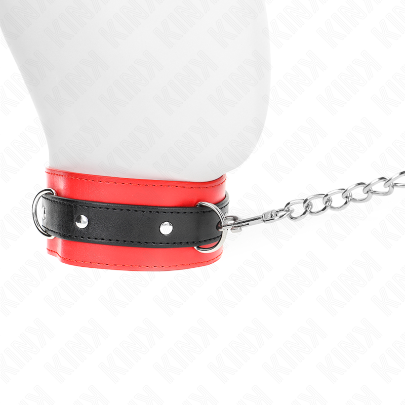KINK - Halsband met riem 65 cm met rode band 54 x 4,5 cm