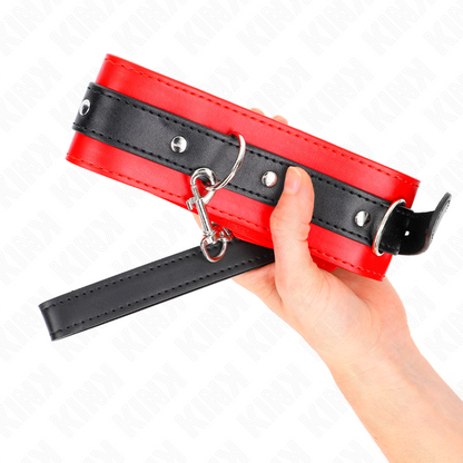 KINK - Halsband met riem 65 cm met rode band 54 x 4,5 cm