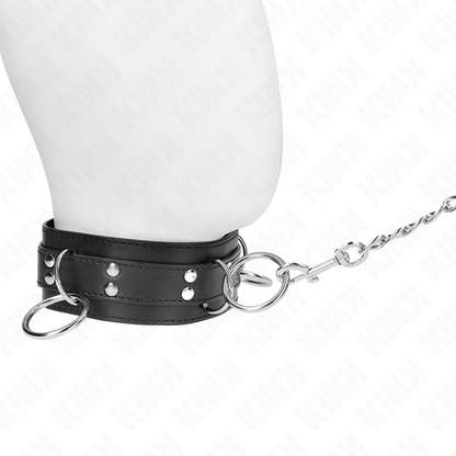 KINK - HALSKETTING MET 3 RINGEN EN RIEM 80 CM 53 X 5 CM