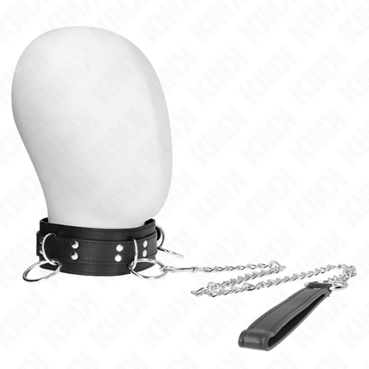 KINK - HALSKETTING MET 3 RINGEN EN RIEM 80 CM 53 X 5 CM