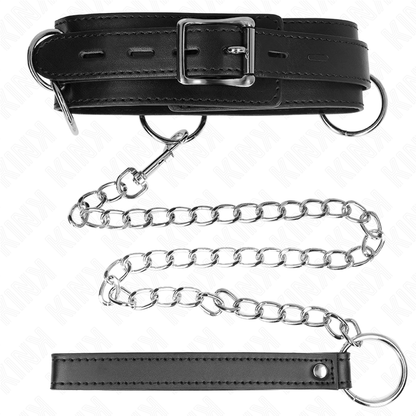 KINK - HALSKETTING MET 3 RINGEN EN RIEM 80 CM 53 X 5 CM