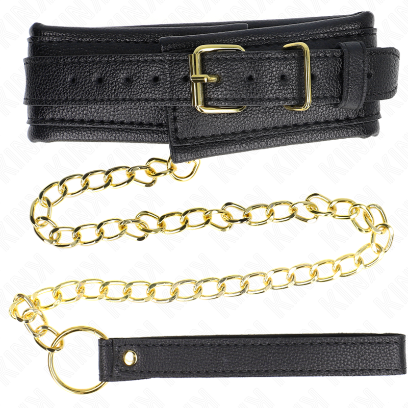 KINK - HALSKETTING MET RIEM VAN KUNSTLEER EN SPONS, MODEL 1, VERSTELBAAR 37-54 CM X 3 CM