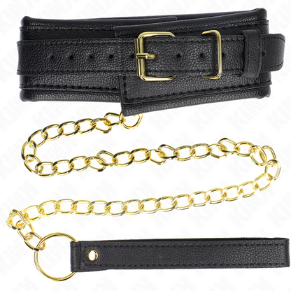 KINK - HALSKETTING MET RIEM VAN KUNSTLEER EN SPONS, MODEL 1, VERSTELBAAR 37-54 CM X 3 CM