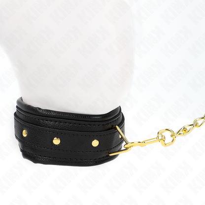 KINK - HALSKETTING MET RIEM VAN KUNSTLEER EN SPONS, MODEL 1, VERSTELBAAR 37-54 CM X 3 CM