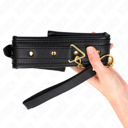 KINK - HALSKETTING MET RIEM VAN KUNSTLEER EN SPONS, MODEL 1, VERSTELBAAR 37-54 CM X 3 CM