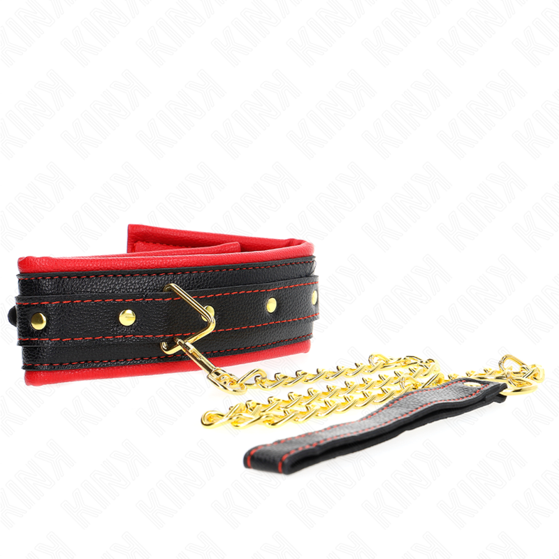 KINK - HALSKETTING MET RIEM VAN KUNSTLEER EN SPONS, MODEL 2, VERSTELBAAR 37-54 CM X 3 CM