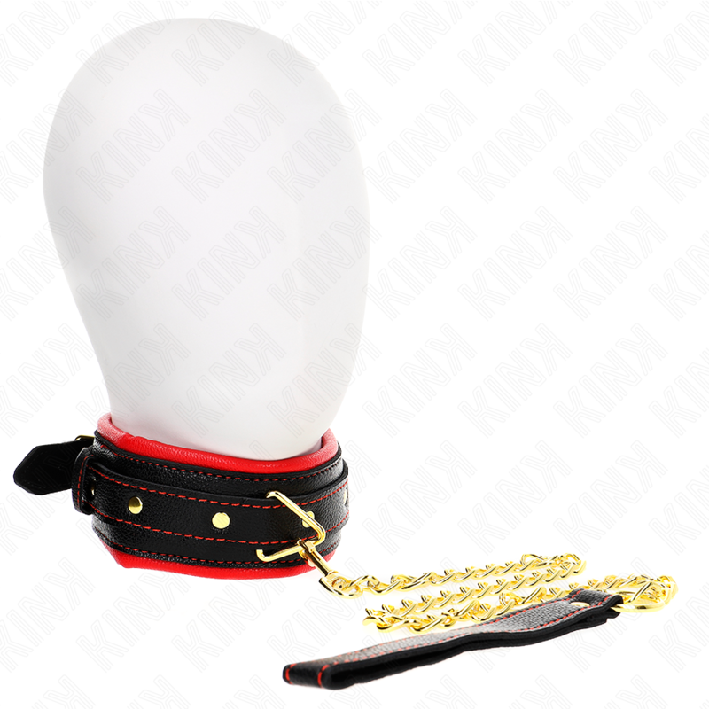 KINK - HALSKETTING MET RIEM VAN KUNSTLEER EN SPONS, MODEL 2, VERSTELBAAR 37-54 CM X 3 CM