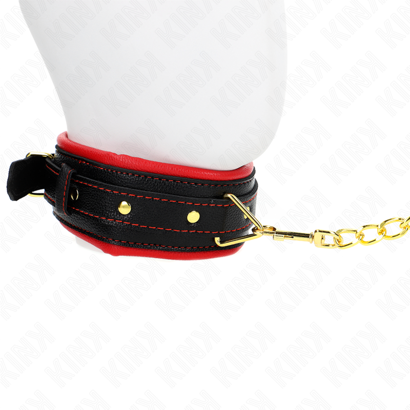 KINK - HALSKETTING MET RIEM VAN KUNSTLEER EN SPONS, MODEL 2, VERSTELBAAR 37-54 CM X 3 CM