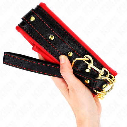 KINK - HALSKETTING MET RIEM VAN KUNSTLEER EN SPONS, MODEL 2, VERSTELBAAR 37-54 CM X 3 CM