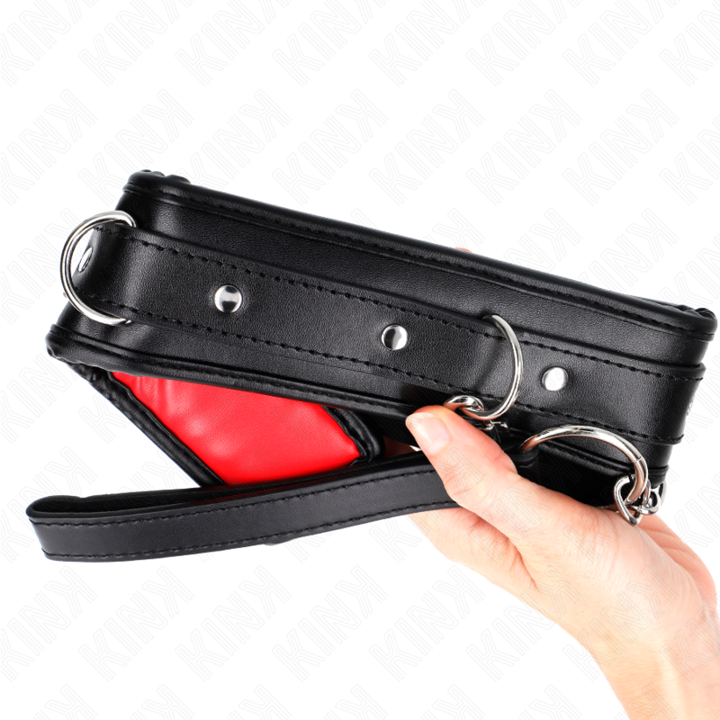 KINK - HALSKETTING MET RIEM VAN KUNSTLEER EN SPONS, MODEL 3, VERSTELBAAR 37-54 CM X 3 CM