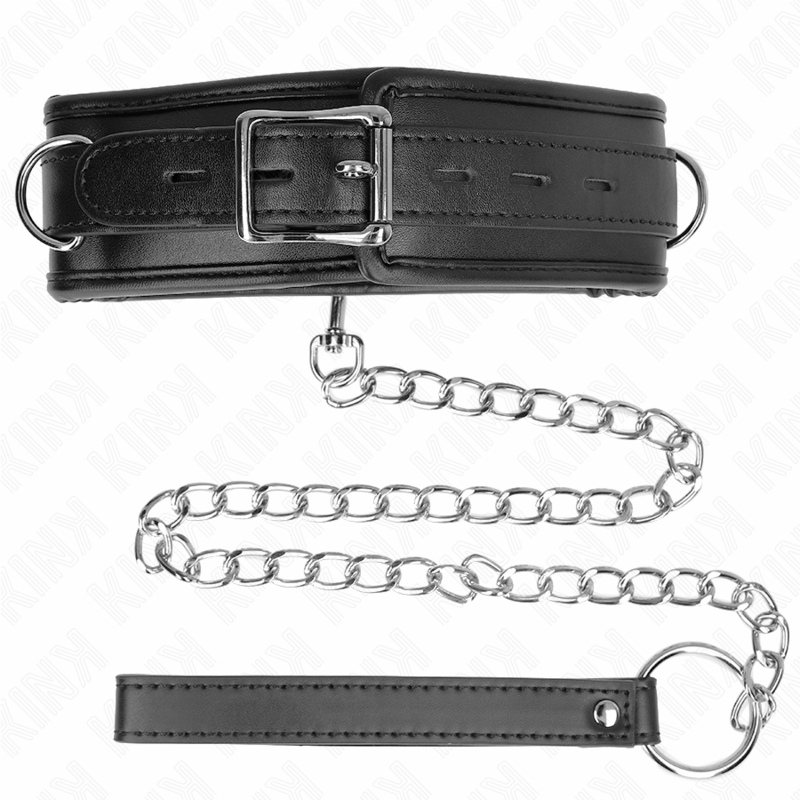 KINK - HALSKETTING MET RIEM VAN KUNSTLEER EN SPONS, MODEL 3, VERSTELBAAR 37-54 CM X 3 CM