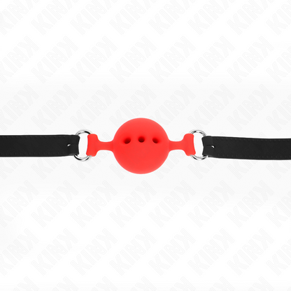 KINK - VOLLEDIG SILICONEN GAG 55 x 2 CM MET BAL VAN 4.5 CM MAAT M ROOD VERSTELBAAR 35-51 CM