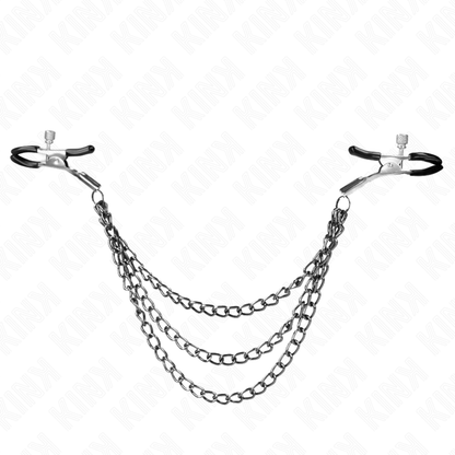 KINK - TEPELKLEMMEN MET 3 KETTINGEN ZWART 20/23/28 CM