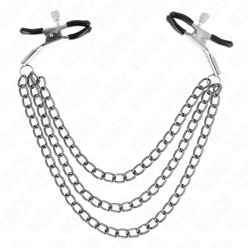 KINK - TEPELKLEMMEN MET 3 KETTINGEN ZWART 20/23/28 CM