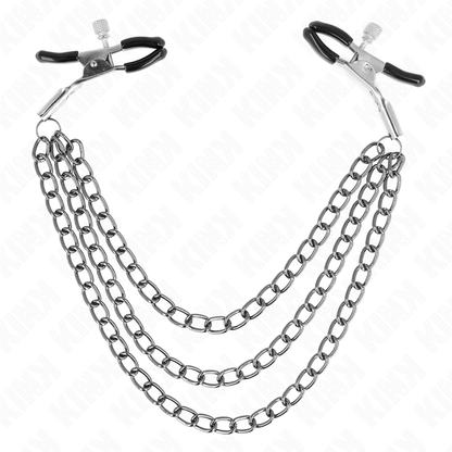 KINK - TEPELKLEMMEN MET 3 KETTINGEN ZWART 20/23/28 CM