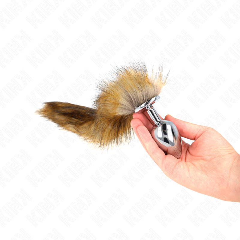 KINK - ANALE PLUG MAAT L 10 X 4 CM MET KUNSTSTAART 40 CM BRUIN