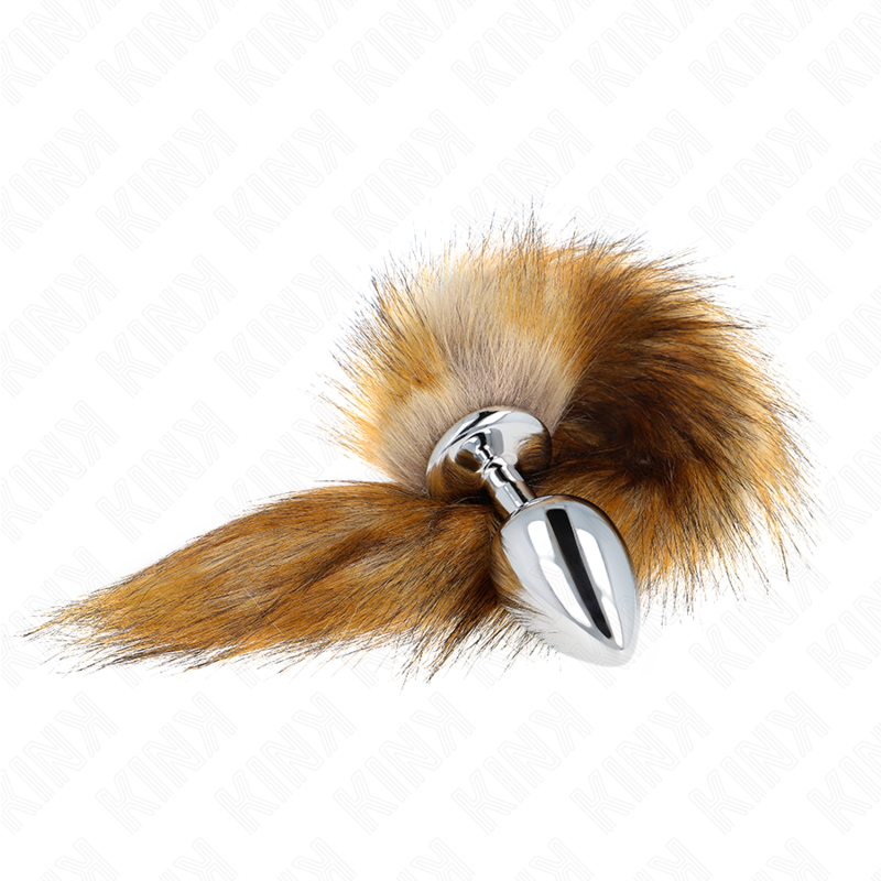KINK - ANALE PLUG MAAT L 10 X 4 CM MET KUNSTSTAART 40 CM BRUIN
