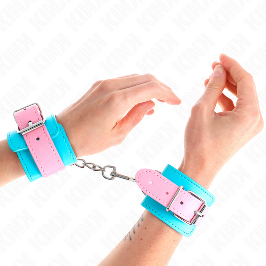 KINK - SCHATTIGE POLSBANDEN BLAUW/ROZE VERSTELBAAR 16-28 CM X 5 CM