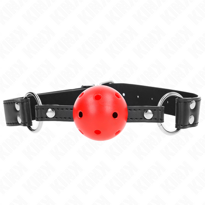 KINK - Ademend balgag van 4 CM met dubbele klinknagel, leer, 62.5 x 2.5 CM, verstelbaar 42-58 CM