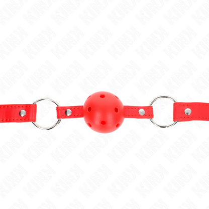 KINK - Ademend balgag van 4 CM met dubbele klinknagel, model 1, rood, 62.5 x 2.5 CM, verstelbaar 42-58 CM