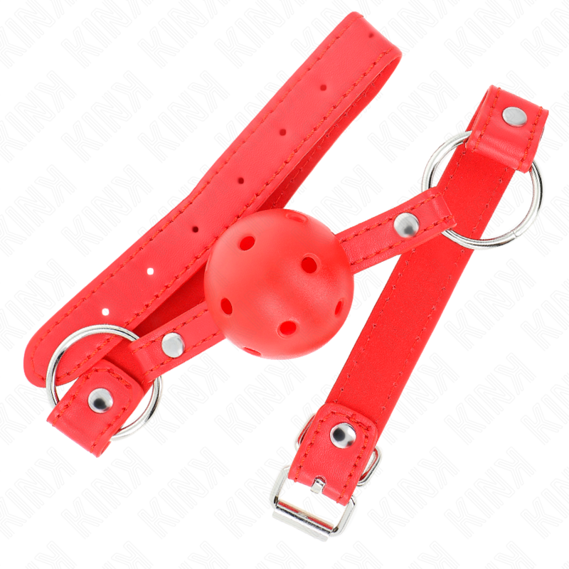 KINK - Ademend balgag van 4 CM met dubbele klinknagel, model 1, rood, 62.5 x 2.5 CM, verstelbaar 42-58 CM