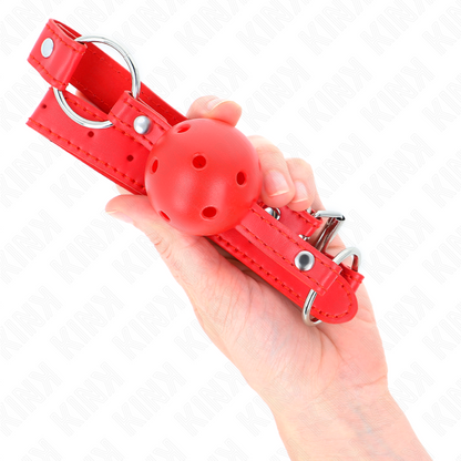 KINK - Ademend balgag van 4 CM met dubbele klinknagel, model 1, rood, 62.5 x 2.5 CM, verstelbaar 42-58 CM