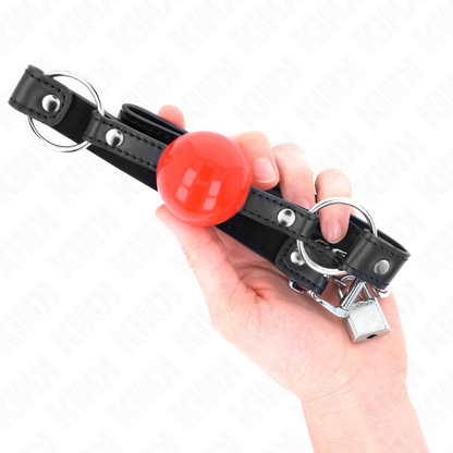 KINK - BAL 4 CM KNEVEL MET SLOT, RODE BAL EN ZWARTE BAND 60 x 2 CM