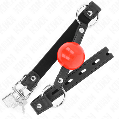KINK - BAL 4 CM KNEVEL MET SLOT, RODE BAL EN ZWARTE BAND 60 x 2 CM