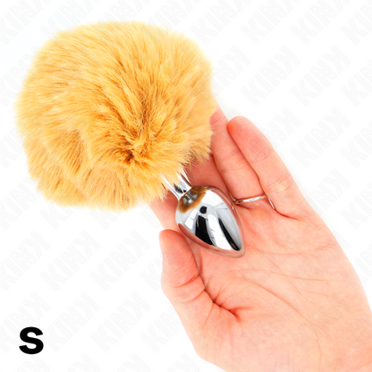 KINK - ROESTVRIJSTALEN PLUG 7 x 3 CM MET BEIGE KONIJNENSTAART VAN IMITATIEBONT 8 CM
