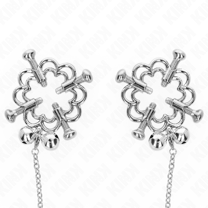 KINK - metalen bloem-tepelklemmen met ketting
