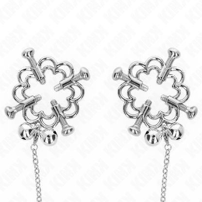 KINK - metalen bloem-tepelklemmen met ketting