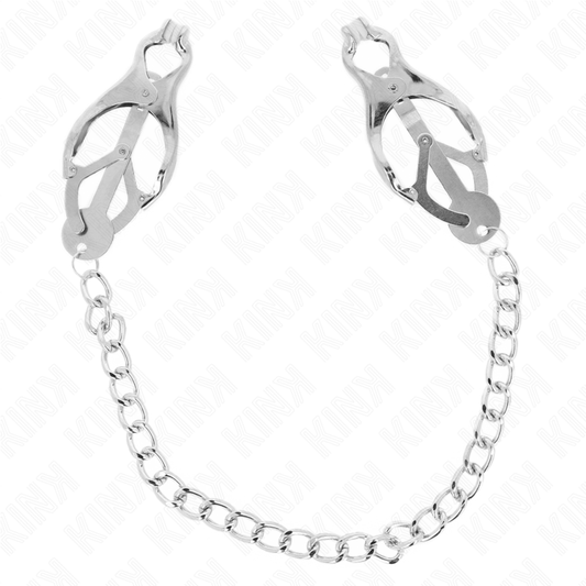 KINK - JAPANSE KLAVERVORMIGE TEPELKLEMMEN MET KETTING ZILVER 30 CM
