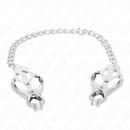 KINK - JAPANSE KLAVERVORMIGE TEPELKLEMMEN MET KETTING ZILVER 30 CM