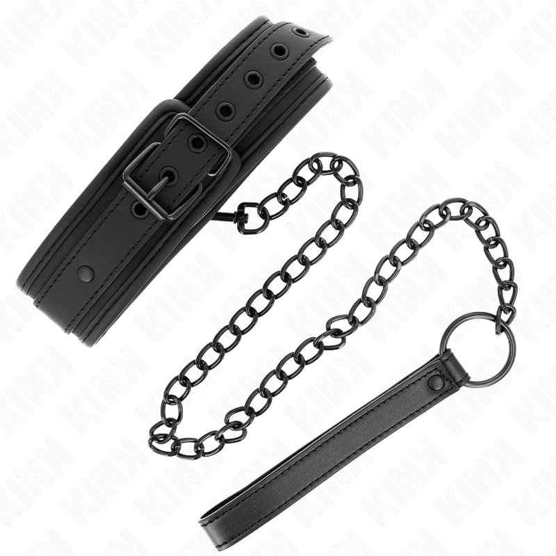 KINK - Neopreen bondagehalsband model 1 met riem 78 CM, verstelbaar, 37.5 X 49.5 CM