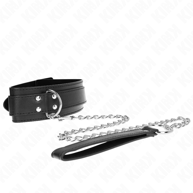 KINK - HALSKETTING MET RIEM 65 CM, ZILVEREN GESPEN, VERSTELBAAR 33-46 CM X 5.5 CM