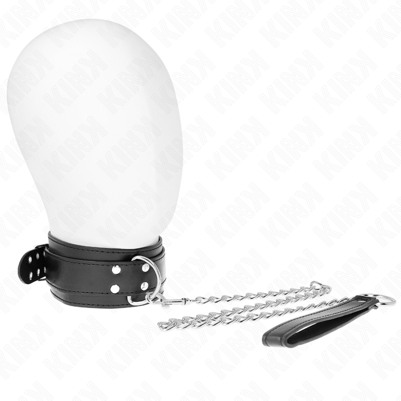 KINK - HALSKETTING MET RIEM 65 CM, ZILVEREN GESPEN, VERSTELBAAR 33-46 CM X 5.5 CM