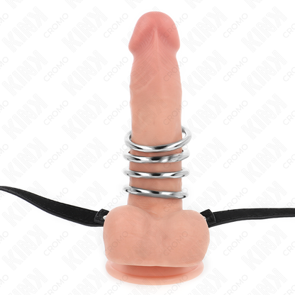 KINK - 5 METALEN PENISRINGEN VAN 3.8 CM TOT 5 CM MET LEREN RIEM VAN 112 CM