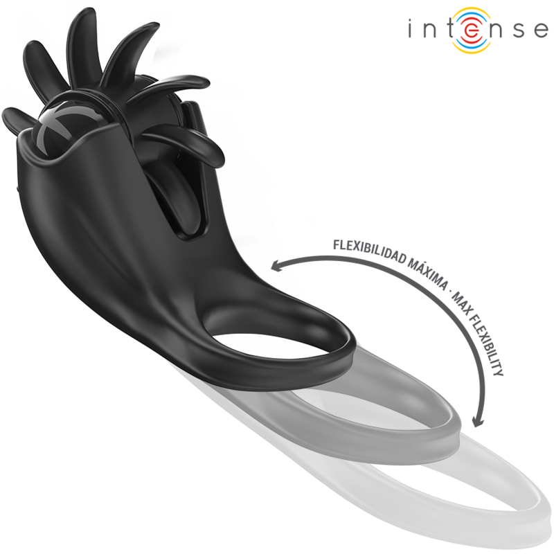INTENSE - MABEL VIBRERENDE RING 10 TRILLINGEN MET CLITORISSTIMULATOR ZWART