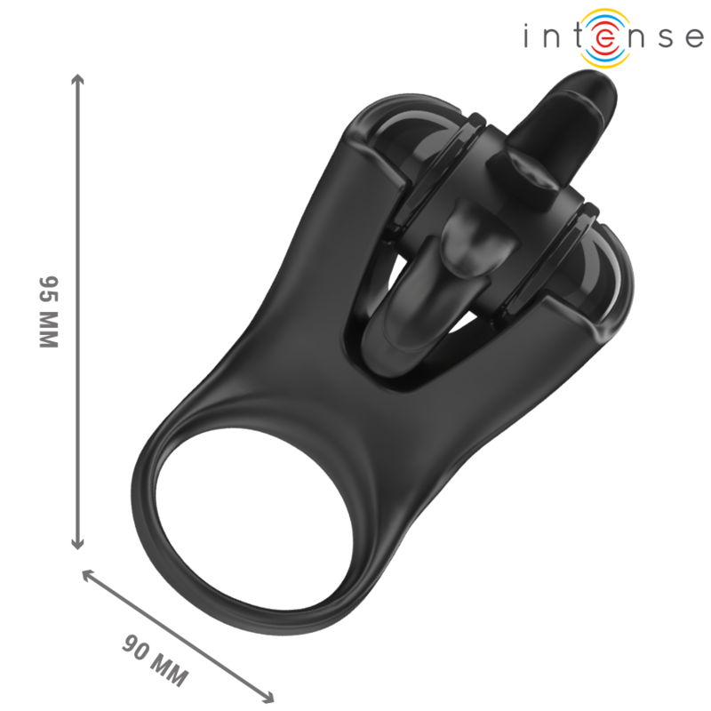 INTENSE - MABEL VIBRERENDE RING 10 TRILLINGEN MET CLITORISSTIMULATOR ZWART