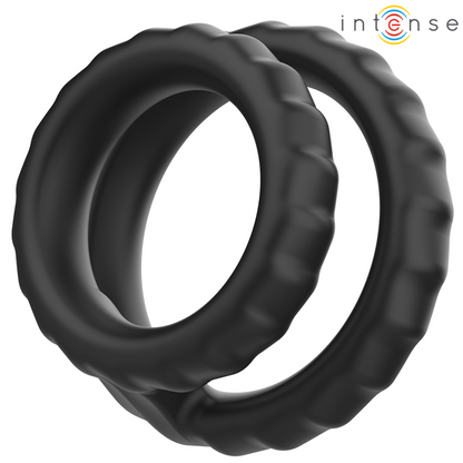 INTENSE - DEWEY DUBBELE SILICONEN PENISRING ZWART MODEL 2