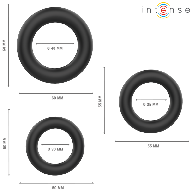 INTENSE - HUGH 3 BASIC SILICONEN PENISRINGEN ZWART