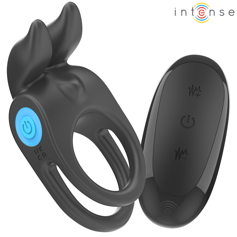 INTENSE - SAM VIBRATOR DUBBELE PENISRING 10 TRILLINGEN ZWART