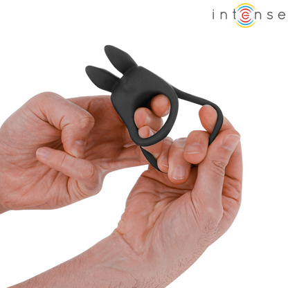 INTENSE - SAM VIBRATOR DUBBELE PENISRING 10 TRILLINGEN ZWART