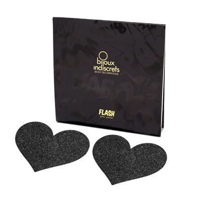 BIJOUX - INDISCRETS FLASH BLACK HEART-tepelsieraden