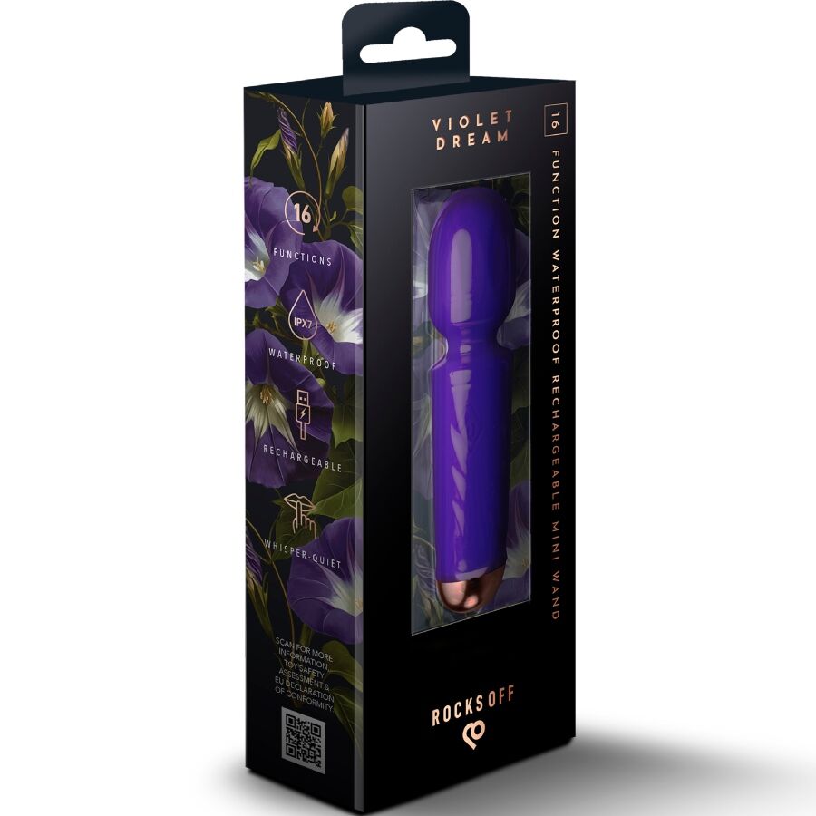 ROCKS-OFF - MINI OPLAADBARE WAND 16 FUNCTIES VIOLET DREAM