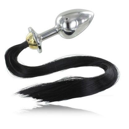 METAL HARD - STALEN ANALE PLUG MET STAART 8.89CM