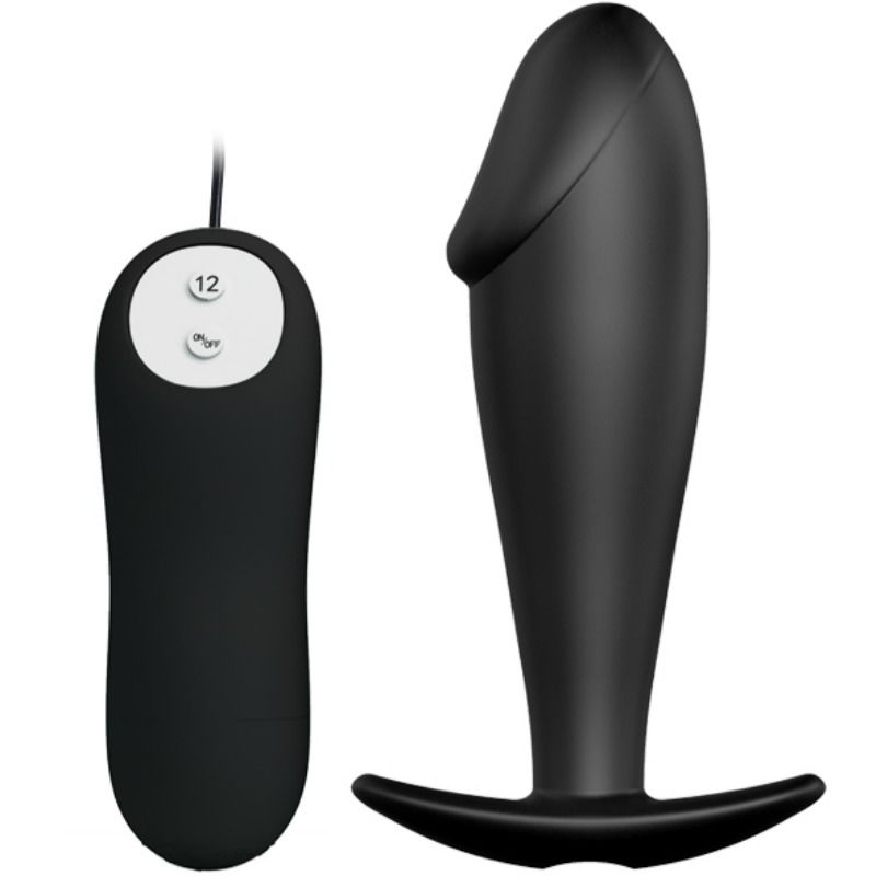 PRETTY LOVE - SILICONEN ANALE PLUG IN PENISVORM MET 12 TRILMODI ZWART