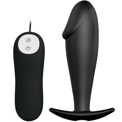 PRETTY LOVE - SILICONEN ANALE PLUG IN PENISVORM MET 12 TRILMODI ZWART